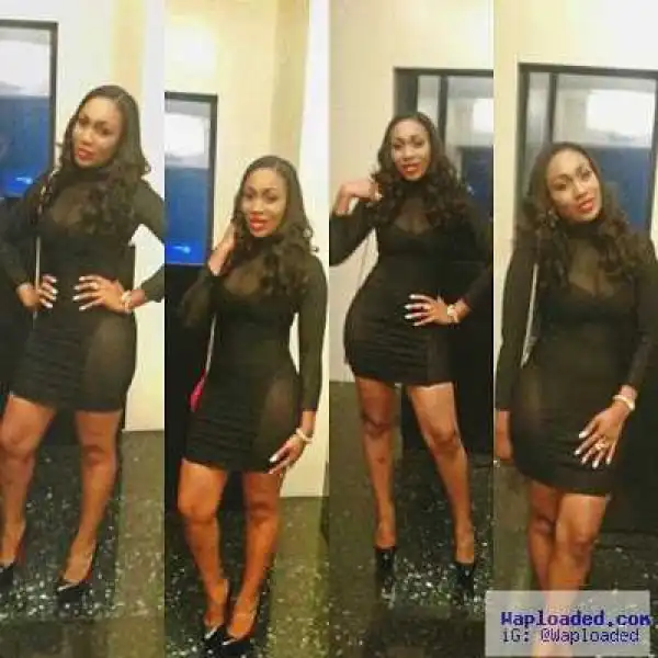Ebube Nwagbo Rocks See-through Racy Black Dress